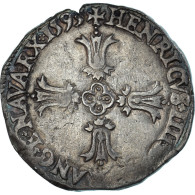 Monnaie, France, Henri IV, 1/4 Ecu, 1593, Bayonne, 3rd Type, TB+, Argent - 1589-1610 Heinrich IV.