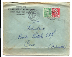 INDUSTRIE VERRIÈRE - Thème VERRE - VIEUX ROUEN Sur BRESLE 1951 - Enveloppe Avec 2 GANDON Dont Type II - Usines & Industries
