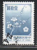 CHINA REPUBLIC CINA TAIWAN FORMOSA 1979 FLORA FLOWERS PLUM BLOSSOMS NATIONAL FLOWER 10$ USED USATO OBLITERE' - Used Stamps