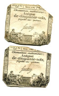 (2) Assignats 50 Sols, La Révolution, Loi 23 Mai 1793,  Séries 1780 & 1785, Ass-42b, Laf.167, P#A70b - Assignats