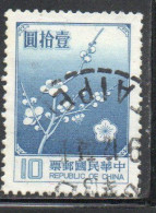 CHINA REPUBLIC CINA TAIWAN FORMOSA 1979 FLORA FLOWERS PLUM BLOSSOMS NATIONAL FLOWER 10$ USED USATO OBLITERE' - Usati