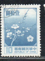 CHINA REPUBLIC CINA TAIWAN FORMOSA 1979 FLORA FLOWERS PLUM BLOSSOMS NATIONAL FLOWER 10$ USED USATO OBLITERE' - Gebruikt