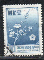 CHINA REPUBLIC CINA TAIWAN FORMOSA 1979 FLORA FLOWERS PLUM BLOSSOMS NATIONAL FLOWER 10$ USED USATO OBLITERE' - Usati