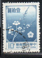 CHINA REPUBLIC CINA TAIWAN FORMOSA 1979 FLORA FLOWERS PLUM BLOSSOMS NATIONAL FLOWER 10$ USED USATO OBLITERE' - Gebruikt