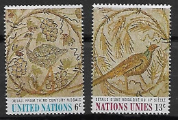 NATIONS - UNIES   -   1969 .  Y&T N° 195 / 196 **.   Mosaïque Tunisienne  /  Oiseaux - Unused Stamps