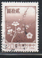 CHINA REPUBLIC CINA TAIWAN FORMOSA 1979 FLORA FLOWERS PLUM BLOSSOMS NATIONAL FLOWER 20$ USED USATO OBLITERE' - Used Stamps