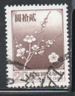 CHINA REPUBLIC CINA TAIWAN FORMOSA 1979 FLORA FLOWERS PLUM BLOSSOMS NATIONAL FLOWER 20$ USED USATO OBLITERE' - Oblitérés