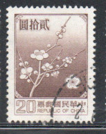CHINA REPUBLIC CINA TAIWAN FORMOSA 1979 FLORA FLOWERS PLUM BLOSSOMS NATIONAL FLOWER 20$ USED USATO OBLITERE' - Used Stamps
