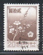 CHINA REPUBLIC CINA TAIWAN FORMOSA 1979 FLORA FLOWERS PLUM BLOSSOMS NATIONAL FLOWER 20$ USED USATO OBLITERE' - Used Stamps