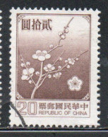 CHINA REPUBLIC CINA TAIWAN FORMOSA 1979 FLORA FLOWERS PLUM BLOSSOMS NATIONAL FLOWER 20$ USED USATO OBLITERE' - Oblitérés