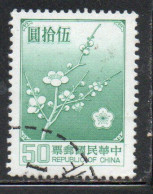 CHINA REPUBLIC CINA TAIWAN FORMOSA 1979 FLORA FLOWERS PLUM BLOSSOMS NATIONAL FLOWER 50$ USED USATO OBLITERE' - Gebruikt