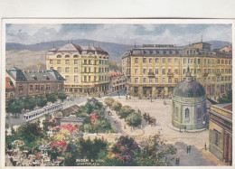 D795) BADEN Bei Wien - JOSEFSPLATZ - Hotel ERRUSTER - Alt !! Aquarell Kunst Nachbargauer - Baden Bei Wien