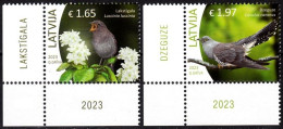 LATVIA 2023-14 FAUNA: Birds Of Latvia. Cuckoo Nightingale. CORNER, MNH - Cuckoos & Turacos