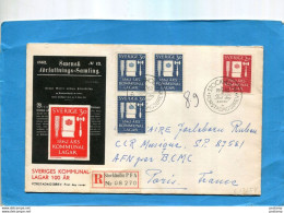 SUEDE-lettre REGISTERED- Cad 1962-pour AFN  Guerre D'algérie Pour Légionnaire SP87581  -4 Stamps Kommunal Lagar - War Of Algeria