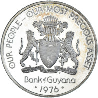 Monnaie, Guyana, 5 Dollars, 1976, Franklin Mint, BE, SPL, Argent, KM:43a - Guyana