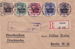 GERMAN OCCUPATION 1916 MICHEL No: 1 -  5  On R - Letter Sent From KALISZ To BERLIN - Cartas & Documentos