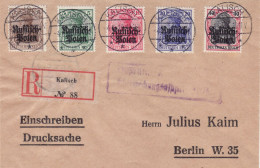 GERMAN OCCUPATION 1916 MICHEL No: 1 -  5  On R - Letter Sent From KALISZ To BERLIN - Cartas & Documentos