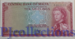 MALTA 10 SHILLINGS 1968 PICK 28a UNC LOW SERIAL NUMBER "A/1 002125" - Malte