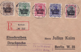 GERMAN OCCUPATION 1916 MICHEL No: 1 -  5  On R - Letter Sent From KALISZ To BERLIN - Covers & Documents