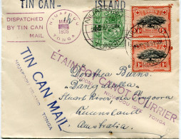 TONGA LETTRE AVEC CACHET " TIN CAN MAIL..." ET " ETAIN POT CANOT COURRIER...." DEPART NIUAFOOU 26 MY 36 POUR L'AUSTRALIE - Tonga (...-1970)