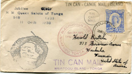 TONGA LETTRE AVEC CACHET " TIN CAN MAIL..." ET " TIN CAN - CANOE MAIL ISLAND " DEPART NIUAFOOU 28 NO 38 POUR LES........ - Tonga (...-1970)