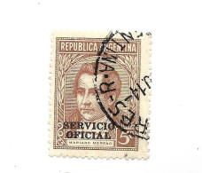 ARGENTINA 1939 SAN MARTIN 5C BROWN OVERPRINTED OFFICIAL SERVICE SC O41 MID35 USED - Usados