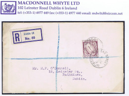 Ireland 1923 SE 6d Sword Definitive On Registered O'Donnell First Day Cover NASSAU STREET DUBLIN 21 DE 23 - FDC