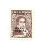 ARGENTINA 1939 SAN MARTIN 10C OVERPRINTED OFFICIAL SERVICE SC O43 MID37 MINT NH - Gebraucht