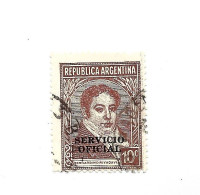 ARGENTINA 1939 SAN MARTIN 10C OVERPRINTED OFFICIAL SERVICE SC O43 MID37 USED - Usati
