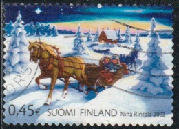 Finlande 2002 Yv. N°1593 - Noël - Retour De La Messe De Minuit En Traineau - Oblitéré - Oblitérés