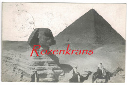 Ancienne Carte Photo Sphynx Et Pyramide Gizeh CPA Animee Egypte Le Caire Cairo CPA Agypten Egitto Egypt - Gizeh