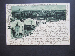 AD Württtemberg Litho 1901 Gruss Aus Waiblingen Nach Strassburg Elsass Gesendet Mit Ank. Stempel - Storia Postale