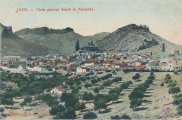 Jaen Vista Parcial Desde La Alameda Colorada A Mano  Hermenegildo Cruz 1910 To Saincaize Nièvre E.J.G. Paris Irun - Jaén