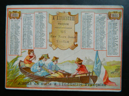 CALENDRIER  1880  A L'INDUSTRIE FRANCAISE CONFECTION A TROYES     ( 11,5  X  8,5  Cms ) - Grossformat : ...-1900