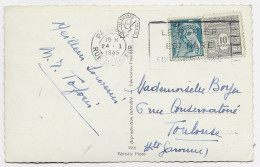 FRANCE ARC TRIOMPHE 10C +50C MERCURE CARTE 5 MOTS MEC PARIS 24.1.1945 AU TARIF - 1944-45 Arco Del Triunfo