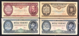 Unghary Ungheria 4 Banconote 20 50 100 Forint 1975-1989  Lotto 4617 - Hongrie