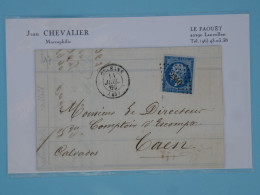 BU18  FRANCE  BELLE  LETTRE 1860  ORLEANS A  CAEN  +N°14+ AFF .INTERESSANT+ - 1853-1860 Napoleon III