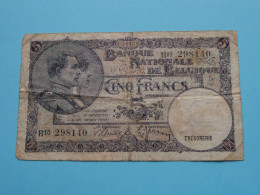 5 Cinq/Vijf Franc ( 05-04-38 ) R15 298140 ( For Grade, Zie/Voir SCANS ) Circulated G ! - 5 Franchi