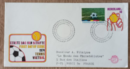 Pays-Bas - FDC 1974 - YT N°1001, 1002 - Sports / Football / Tennis - FDC