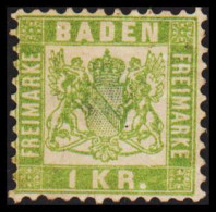 1868. BADEN. Wappen (Hintergrund Weiss.) 1 KR 10x10 No Gum, Thin.  - JF534003 - Ungebraucht