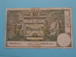 50 Cinquante Francs/Franken ( 23-1-26 ) 1064.B.244 ( For Grade, Zie/Voir SCANS ) Circulated F ! - 50 Francs-10 Belgas