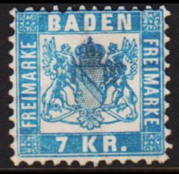 1868. BADEN. Wappen (Hintergrund Weiss.) 7 KR 10x10 No Gum. Thin. - JF534018 - Mint