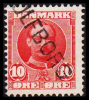 1907. DANMARK. Fr. VIII. 10 Øre Rød Cancelled ULFBORG. Very Unusual Cancel On This Issue.  (Michel 54) - JF534047 - Gebraucht