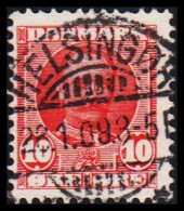 1907. DANMARK. Fr. VIII. 10 Øre Rød LUXUS Cancelled HELSINGØR 28.1.09. (Michel 54) - JF534054 - Usati