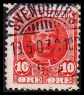 1907. DANMARK. Fr. VIII. 10 Øre Rød LUXUS Cancelled SVENDBORG 13.5.07. (Michel 54) - JF534055 - Usati