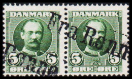 1907. DANMARK. Fra Rønne On Pair 5 øre Frederik VIII.  (Michel 53) - JF534057 - Usado