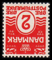 1905. DANMARK. Numeral. 2 Øre Red-carmine. Perf. 12 3/4. With Inverted Watermark. Never... (Michel 43A Abart) - JF534061 - Nuovi