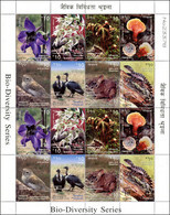 Nepal 2012 Bio Diversity Sheet Birds Plants Geko Mushroom - MNH ** - Népal