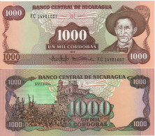 NICARAGUA.  1'000 Cordobas  P156b  1985   ( General Augusto Cesar Sandino + Liberation Day (19.07.1979) At Back )  UNC - Nicaragua