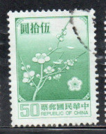 CHINA REPUBLIC CINA TAIWAN FORMOSA 1979 FLORA FLOWERS PLUM BLOSSOMS NATIONAL FLOWER 50$ USED USATO OBLITERE' - Usati